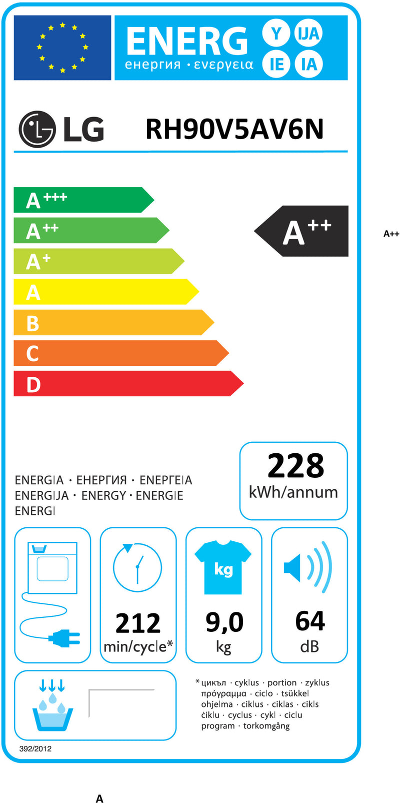 MÁQUINA DE SECAR ROUPA LG RH90V5AV6N 9 KG