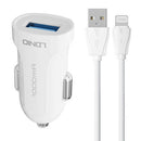 CARREGADOR DE CARRO LDNIO DL-C17 12W + CABO LIGHTNING BRANCO