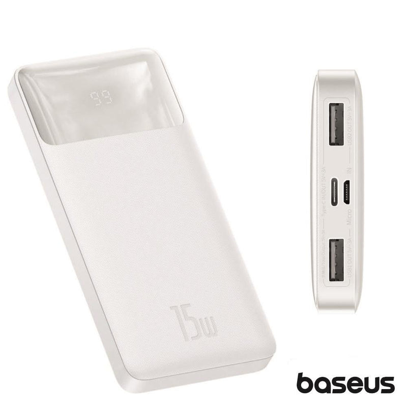 POWERBANK 10000MAH QC 15W BRANCO BIPOW BASEUS