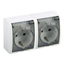 TOMADA DUPLA SCHUKO DE SUPERFÍCIE, 2 PINOS + CONECTOR, 16 A 250 V