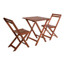 CONJUNTO JARDIM DE MESA E DUAS CADEIRAS DOBRÁVEIS, MADEIRA ACÁCIA