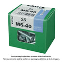CAIXA L 25 UNID. PARAFUSO METRICO CAB HEX+PORCA ZINCO M 6X40MM FA