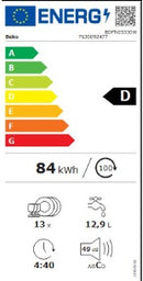 MÁQUINA DE LAVAR LOUÇA BEKO BDFN05330W 13 CONJUNTOS BRANCA