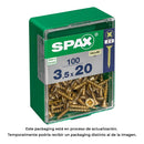 CAIXA 100 UNID. PARAFUSO MADEIRA SPAX CABEZA PLANA YELLOX 3,5X20M