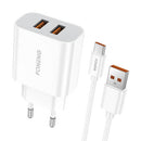 CARREGADOR RÁPIDO FONENG 2X USB EU45 + CABO USB TIPO C