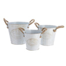BALDE DE ZINCO COM PEGAS DE CORDA, KIT DE 3UNID. Ø20X17CM Ø17X15C