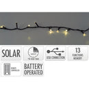 GUIRLANDA LED, 200 LEDS, 8 FUNÇÕES PISCADAS EM BRANCO QUENTE, SOL