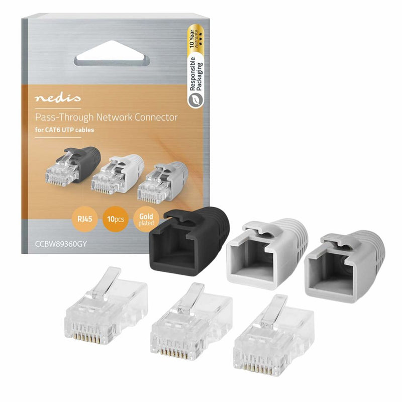 FICHA RJ45 MODULAR 8P8C CAT6 PASSANTE C CAPA PROTETORA 10X