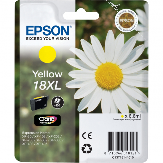 Epson Daisy Tinteiro Amarelo Série 18XL Margarida Tinta Claria Ho