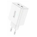 CARREGADOR DE PAREDE FONENG EU50 PD 35W 2X PORTAS USB-C (BRANCO)