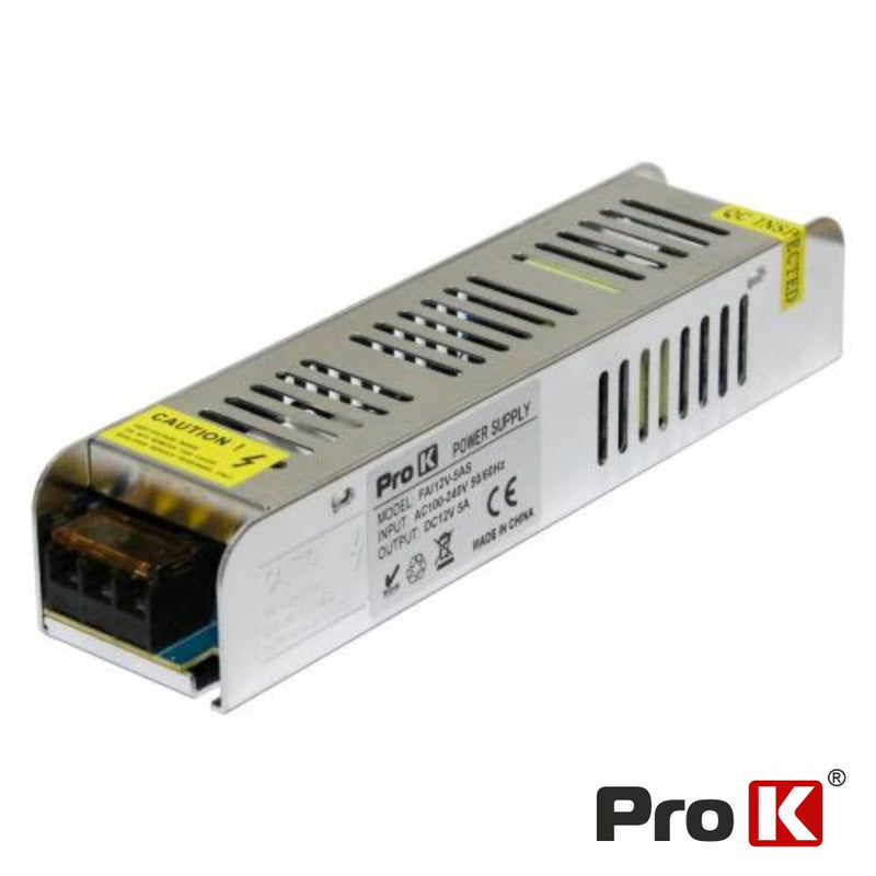 FONTE DE ALIMENTAÇÃO INDUSTRIAL SLIM 12V 60W 5A PROK