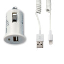 TECH FUZZION CAR CHARGER 1USB 12V CABLE WH IPHONE 5