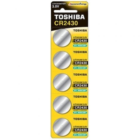 PACK DE 5 PILAS DE BOTÓN TOSHIBA CR2430 3V ALCALINAS