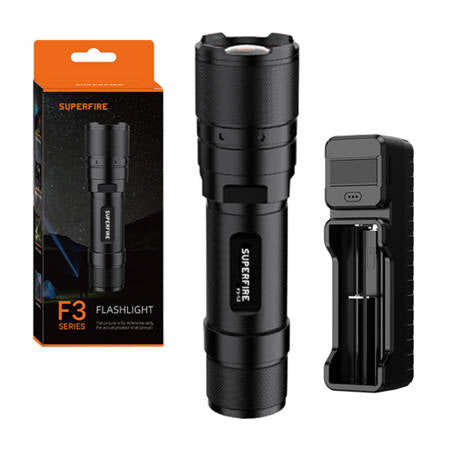 FLASHLIGHT SUPERFIRE F3-L2, ZOOM, 1000LM, 300M