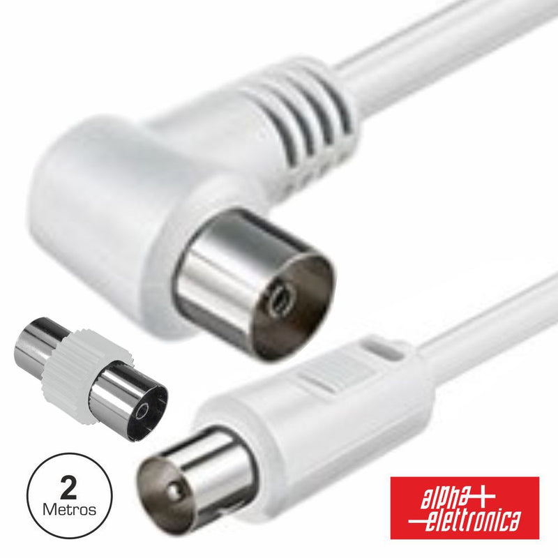 CABO COAXIAL MACHOFÊMEA BRANCO 2M 90º POLYBAG