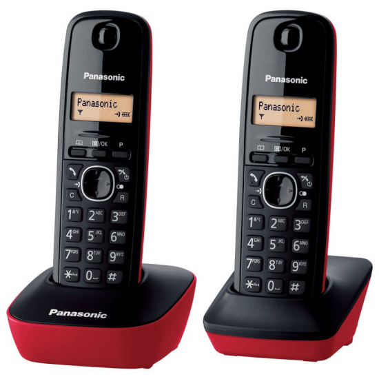 TELÉFONO INALÁMBRICO PANASONIC KX-TG1612 PACK DUO NEGRO Y ROJO