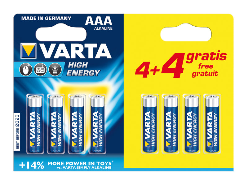 PILA VARTA LR03 AAA 4+4 ALC. LONGLIFE 1 BLISTER