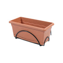 FLOREIRA COM PRATO INTEGRADO 60X24CM + SUPORTE METÁLICO. COR TERR