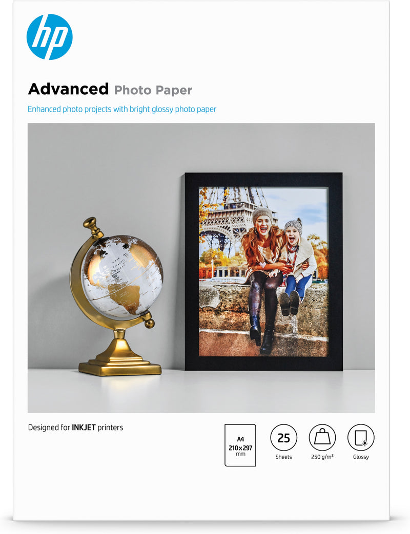 HP Papel Advanced para fotografia, lustroso, -25 folhas/A4/210 x