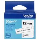 FITA DOMÉSTICA BTAG 231 PRETO SOBRE BRANCO, LARGURA: 12 MM. COMPR
