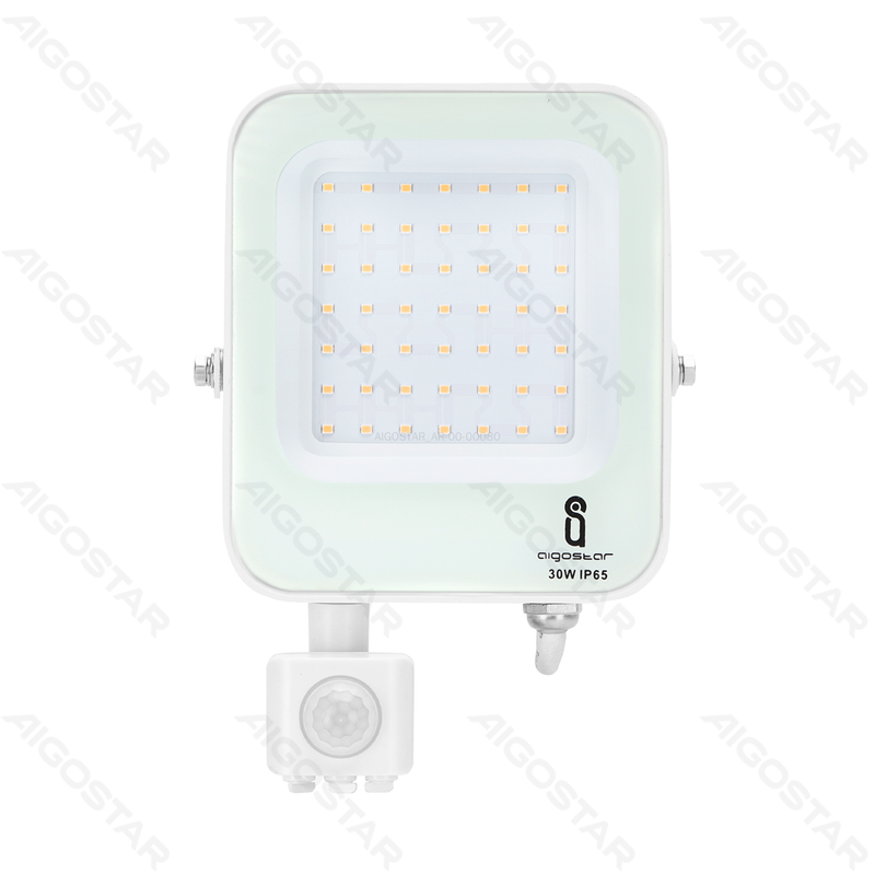 HOLOFOTE LED COM SENSOR BRANCO 30W