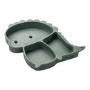 PRATO VERDE DE SILICONE EM FORMATO DE DINOSSAURO COM VENTOSA