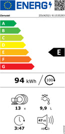 MÁQUINA DE LAVAR LOUÇA DE ENCASTRE ZANUSSI ZDLN2521 13 TALHERES