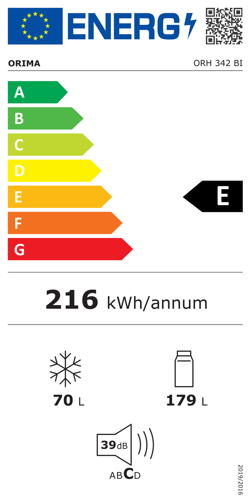 FRIGORÍFICO COMBINADO DE ENCASTRE ORIMA ORH-342-BI