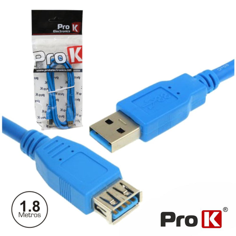 CABO USB-A 3.0 MACHO  USB-A FÊMEA 1.8M PROK