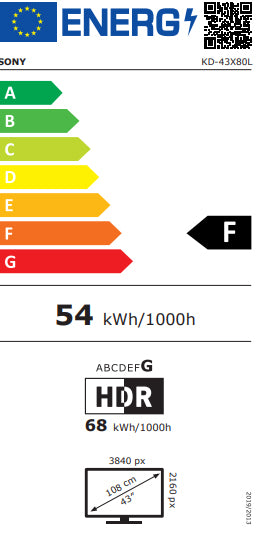 SMART TV LED SONY KD43X80L 43" UHD 4K