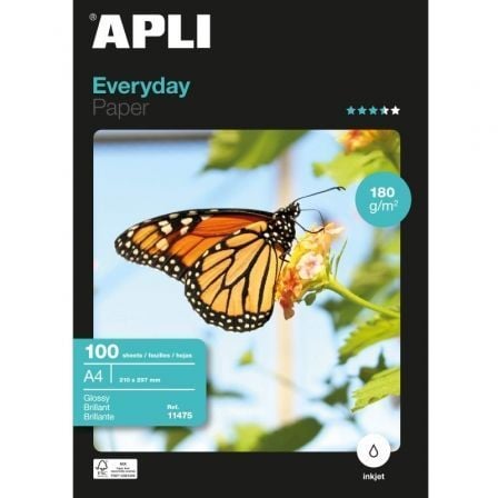 PAPEL FOTOGRÁFICO APLI EVERYDAY 11475 DIN A4 180G 100 HOJAS BRILL