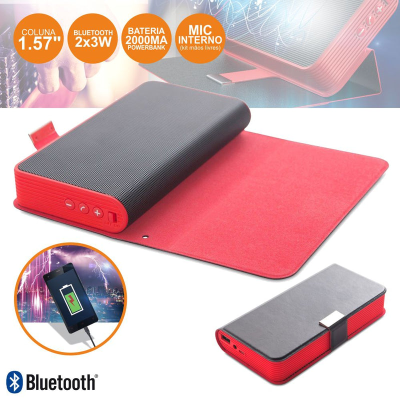 COLUNA BLUETOOTH PORTÁTIL 2X3W C POWERBANK 5200MAH