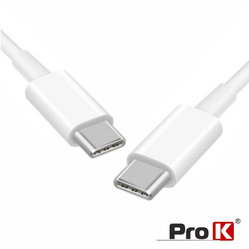 CABO USB-C 2.0 MACHO  USB-C MACHO 1M BRANCO PROK