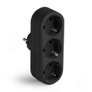 ADAPTADOR TRIPLO 2 P+T 16 PARA 250 V COM ENTRADA FRONTAL, PRETA