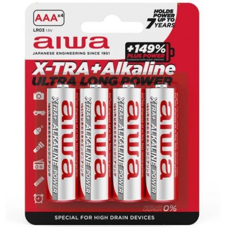 PACK DE 4 PILAS AAA AIWA X-TRA+ALCALINE LR03 1.5V ALCALINAS