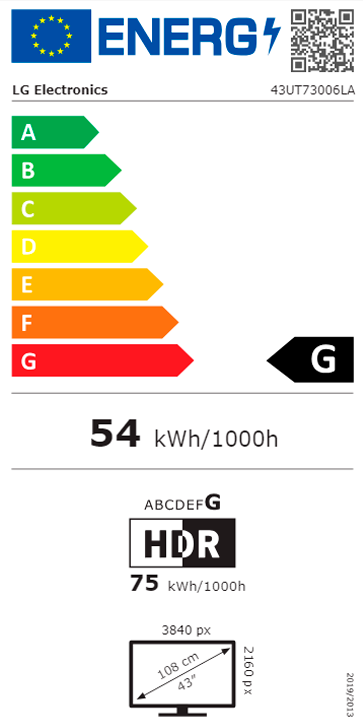 LG LED 43 4K UHD SMART TV WEBOS 3HDMI 2USB (G) 43UT73006LA