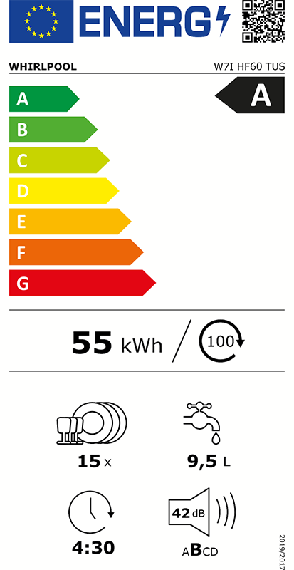 Whirlpool W7I HF60 TUS Completamente embutido 15 espaços A