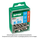 CAIXA 25 UNID. PARAFUSO MADEIRA SPAX CABEZA PLANA INOX A2 5,0X50M