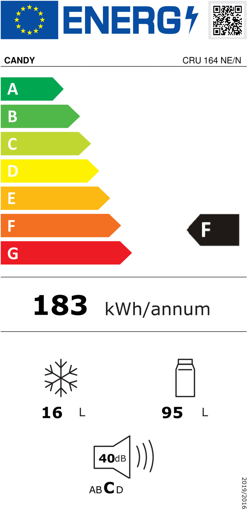 Candy CRU 164 NE/N frigorífico combinado Embutido 111 l F Branco