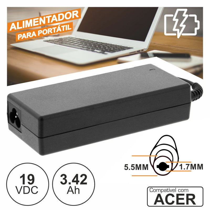 ALIMENTADOR P ACER 19V 3.42A 65W 5.5X1.7MM