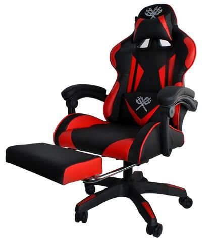 CADEIRA GAMING C/ APOIO DE PÉS PRETA / VERMELHO