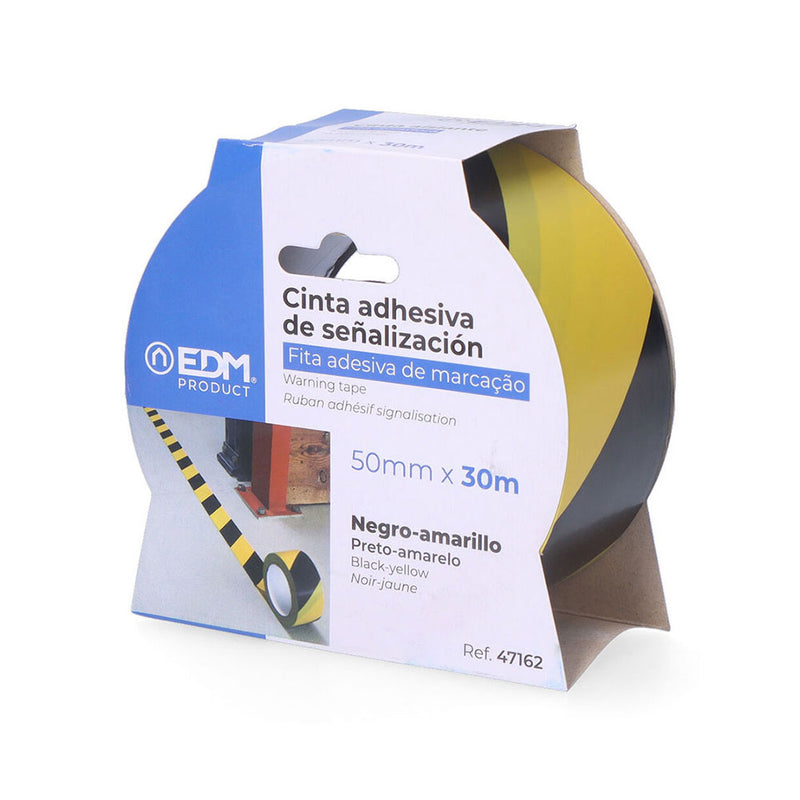 FITA ADESIVA DE SINALIZAÇAO AMARELA/PRETA 30M X 50MM EDM