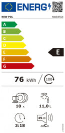 NEW POL MAQUINA LOUÇA 45CM 6PROG 10TALHERES INOX (E)