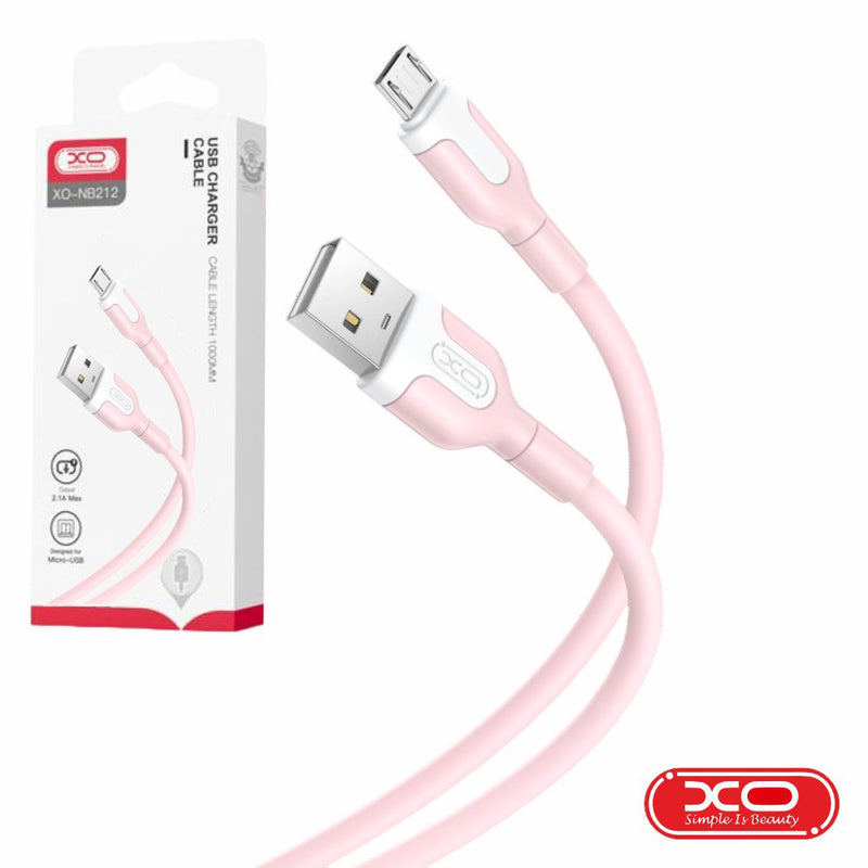 CABO USB-A 2.0 MACHO  MICRO-USB 2.1A ROSA 1M XO