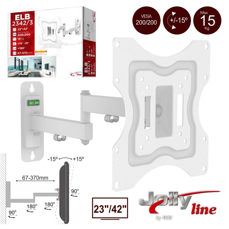 SUPORTE LCDLED 2742" 15KG VESA 200200 C 2 BRAÇOS JOLLY