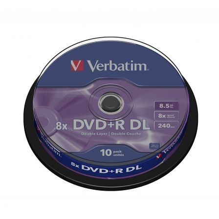 VERBATIM DVD+R 8X 8.5GB 240MIN DOUBLE LAYER BOBINE (CAKE) PACK 10