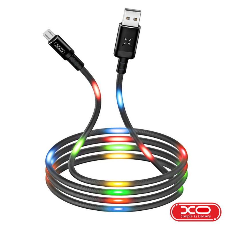 CABO USB-A MICRO USB 2.1A 1M LEDS COLORIDOS XO