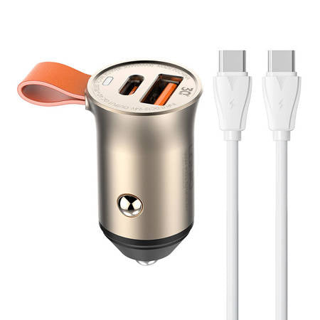 CARREGADOR DE CARRO USB,USB-C 30W LDNIO C509Q + CABO USB-C BRANCO