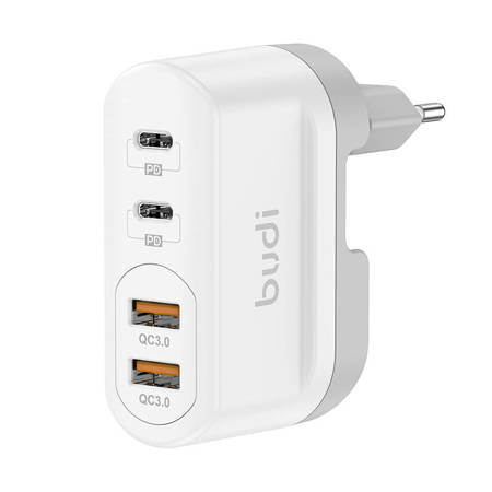 CARREGADOR BUDI 326TQE. 2XUSB. 40W BRANCO