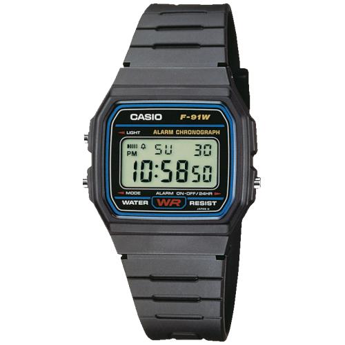 RELOGIO DIGITAL CASIO COLLECTION MEN F-91W-1YER 38MM PRETO